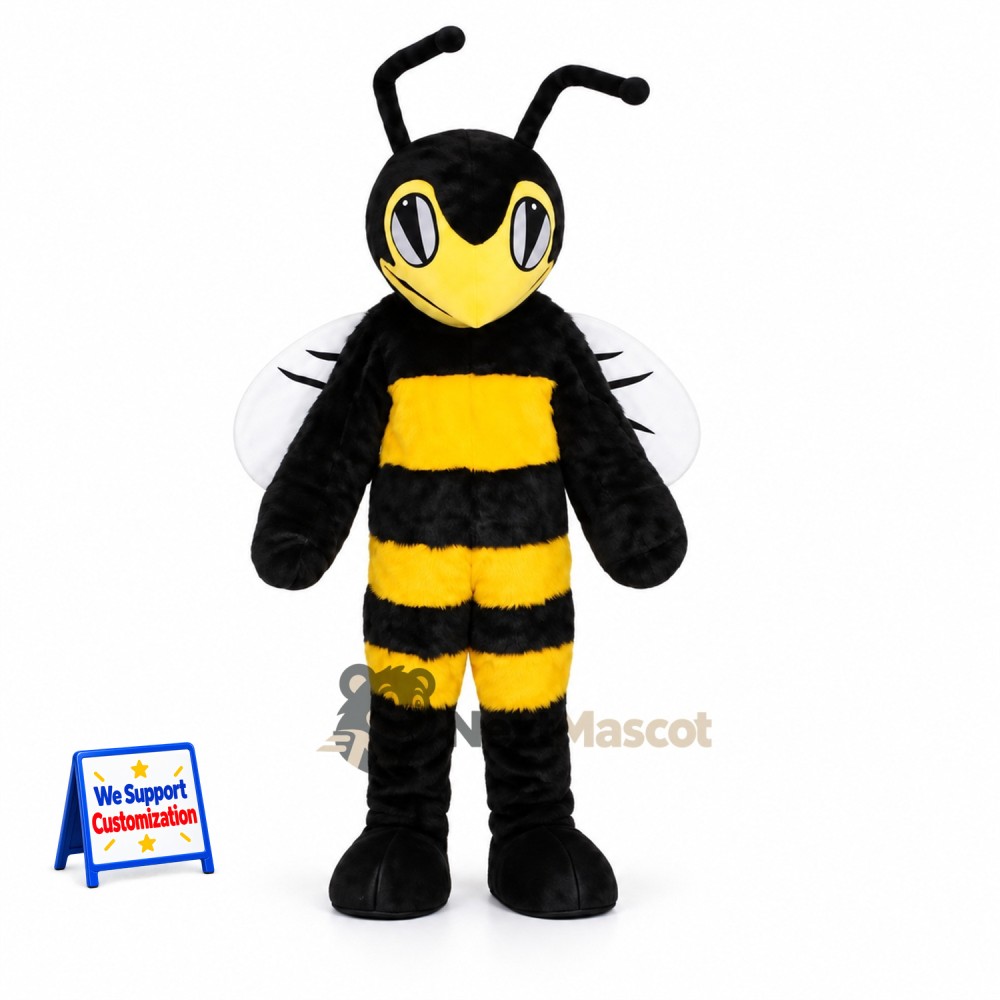 Bee Mascot Costume - Yellow, Narrow White Wings Bee Mascot Costume - Yellow, Narrow White Wings
