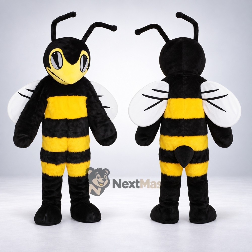 Bee Mascot Costume - Yellow, Narrow White Wings Bee Mascot Costume - Yellow, Narrow White Wings