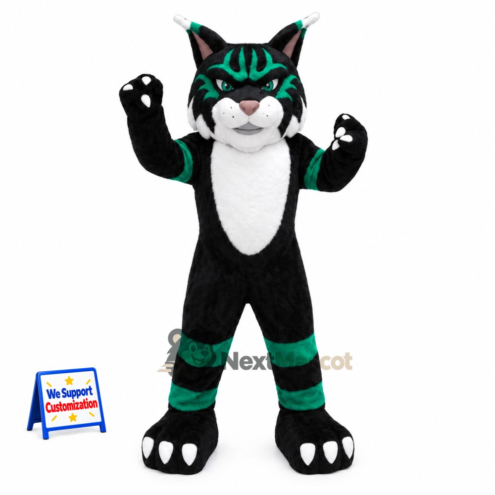 Cat Mascot Costume - Black and Green Cat Mascot Costume - Black and Green