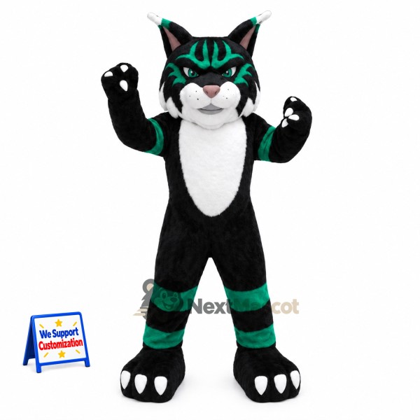 Cat Mascot Costume - Black and Green
