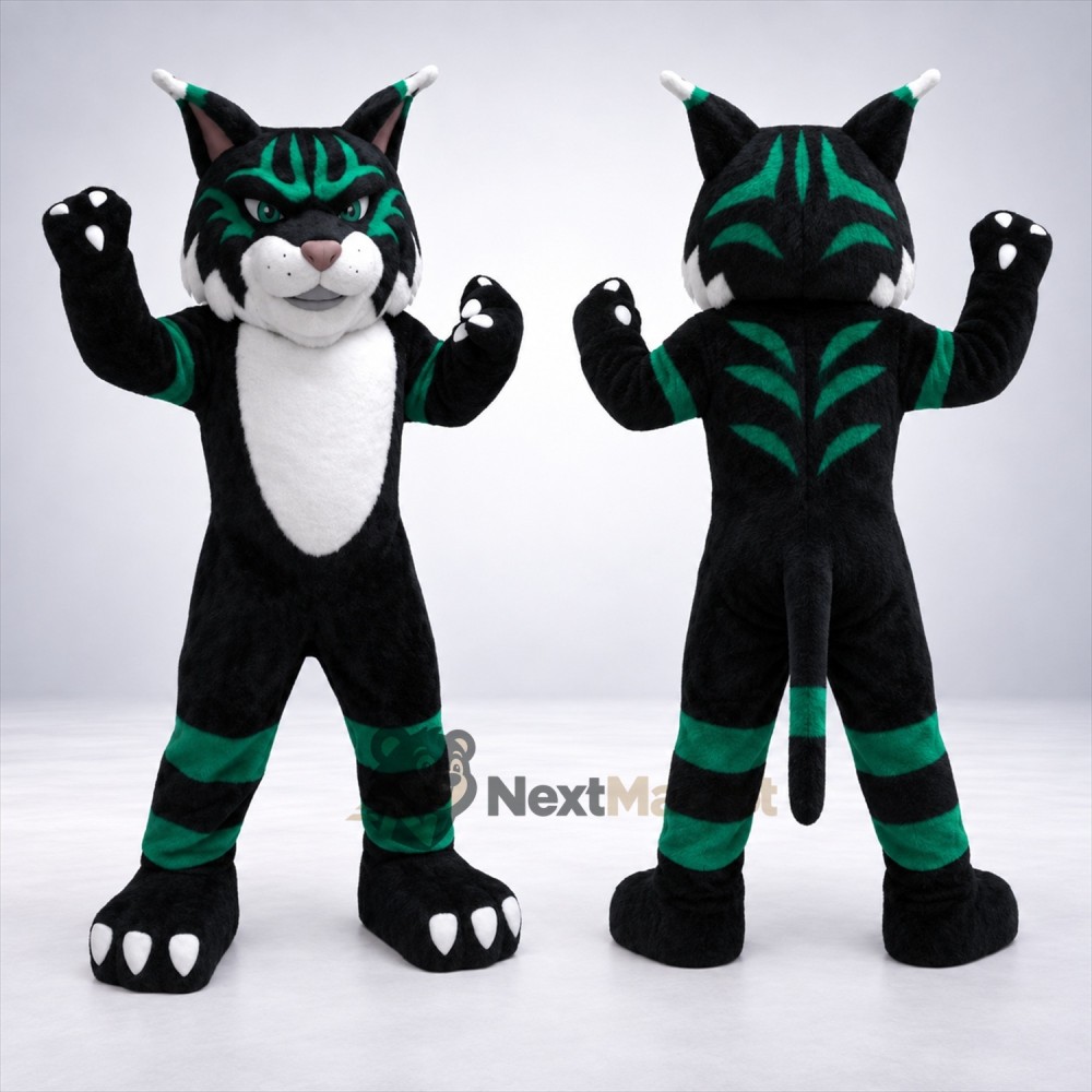 Cat Mascot Costume - Black and Green Cat Mascot Costume - Black and Green