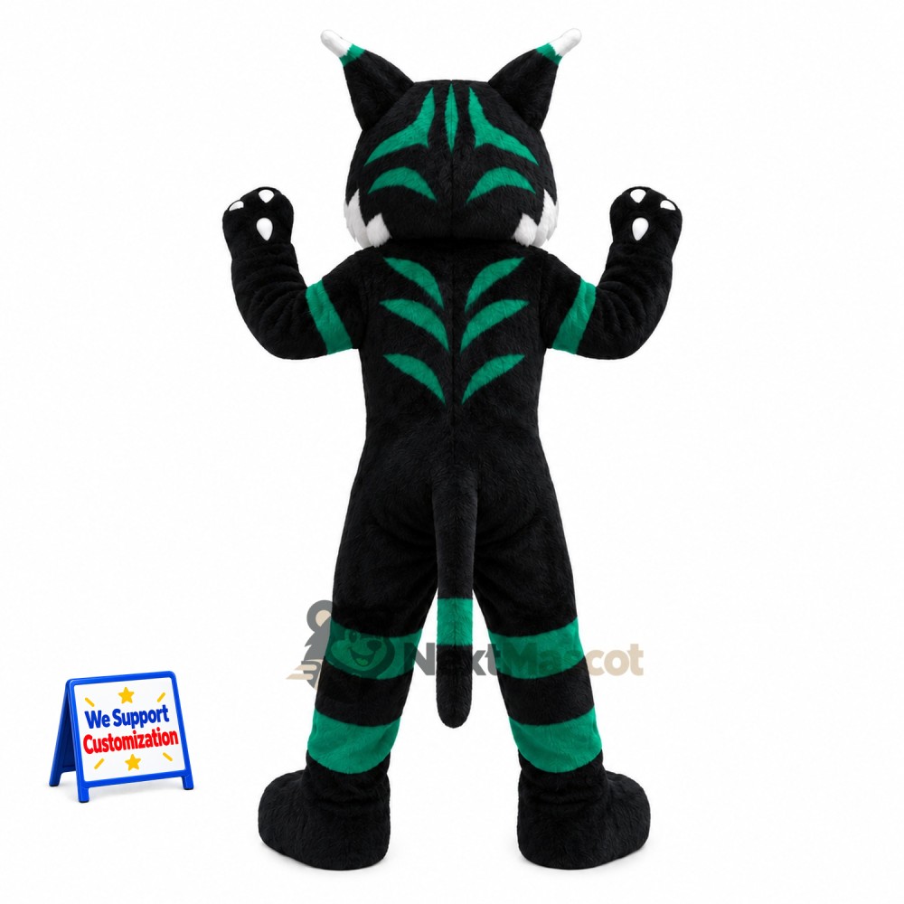 Cat Mascot Costume - Black and Green Cat Mascot Costume - Black and Green