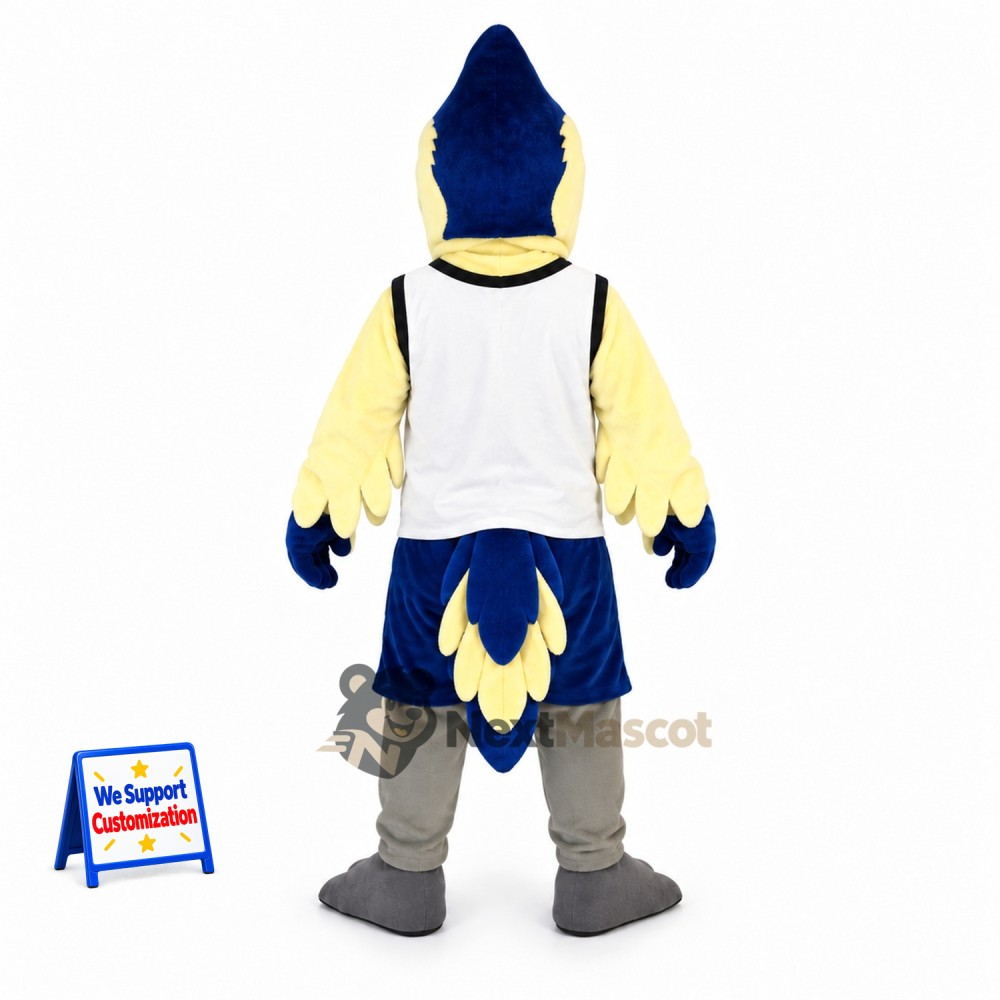Blue Jay Mascot Costume - Letterman Jacket Blue Jay Mascot Costume - Letterman Jacket