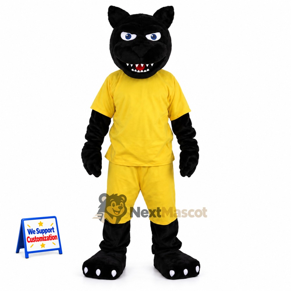 Panther Mascot Costume - Yellow Uniform Panther Mascot Costume - Yellow Uniform