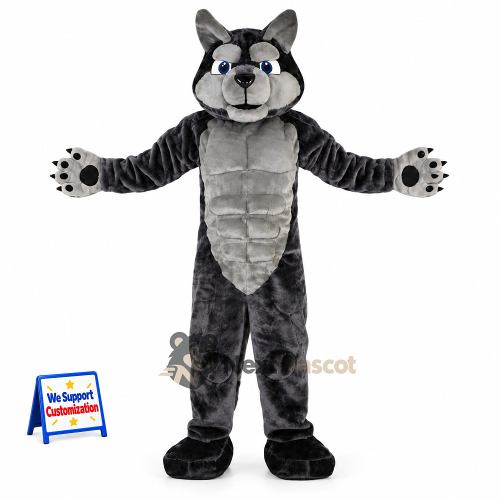 Wolf Mascot Costume - Muscular, Gray for Parades Wolf Mascot Costume - Muscular, Gray for Parades