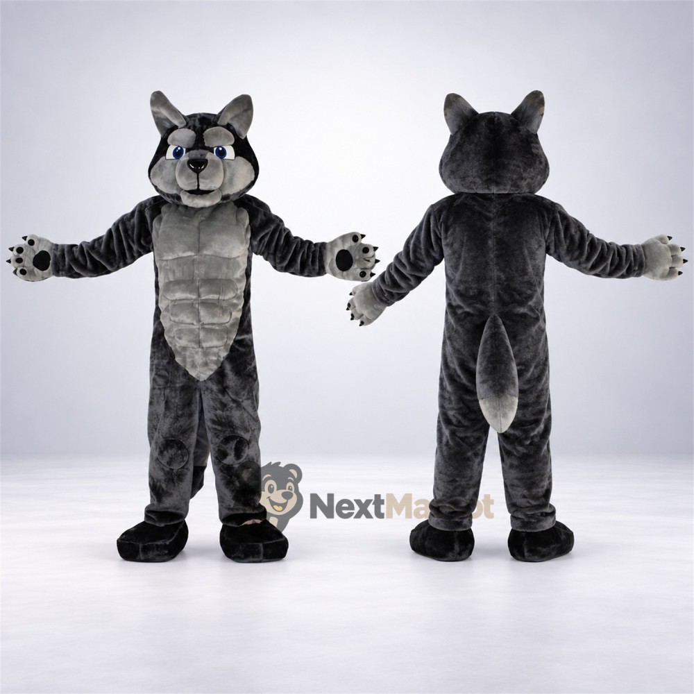 Wolf Mascot Costume - Muscular, Gray for Parades Wolf Mascot Costume - Muscular, Gray for Parades