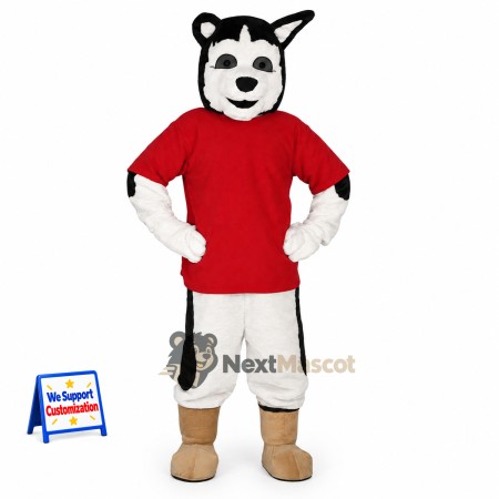 Husky Mascot Costume - Red Shirt Husky Mascot Costume - Red Shirt