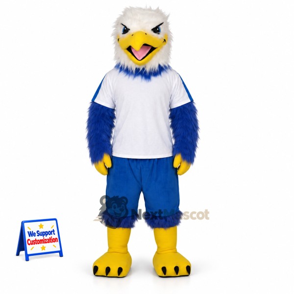 Eagle Mascot Costume - Blue, White Shirt for Birthday Parties