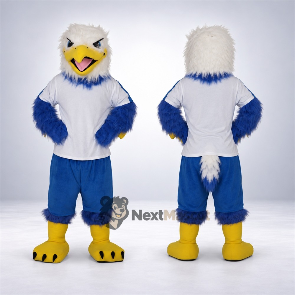 Eagle Mascot Costume - Blue, White Shirt for Birthday Parties Eagle Mascot Costume - Blue, White Shirt for Birthday Parties