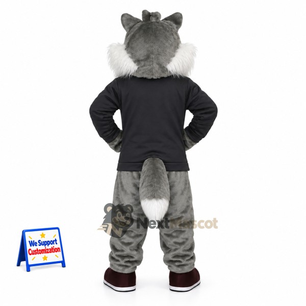 Wolf Mascot Costume - Gray, Sunglasses and Orange Tie Wolf Mascot Costume - Gray, Sunglasses and Orange Tie