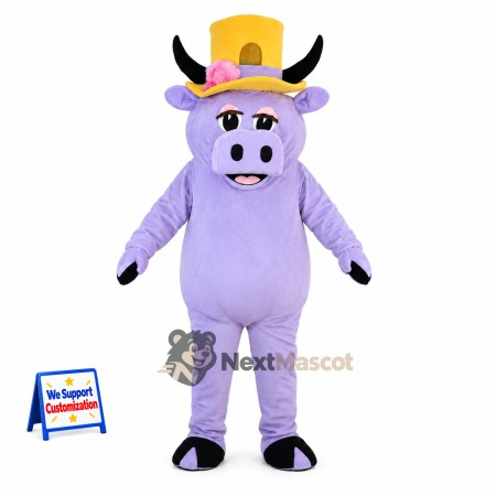 Bull Mascot Costume - Purple, Top Hat Bull Mascot Costume - Purple, Top Hat