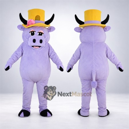 Bull Mascot Costume - Purple, Top Hat Bull Mascot Costume - Purple, Top Hat
