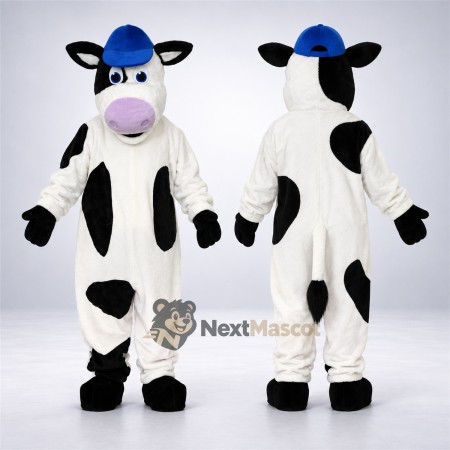 Cow Mascot Costume - Spotted, Blue Hat