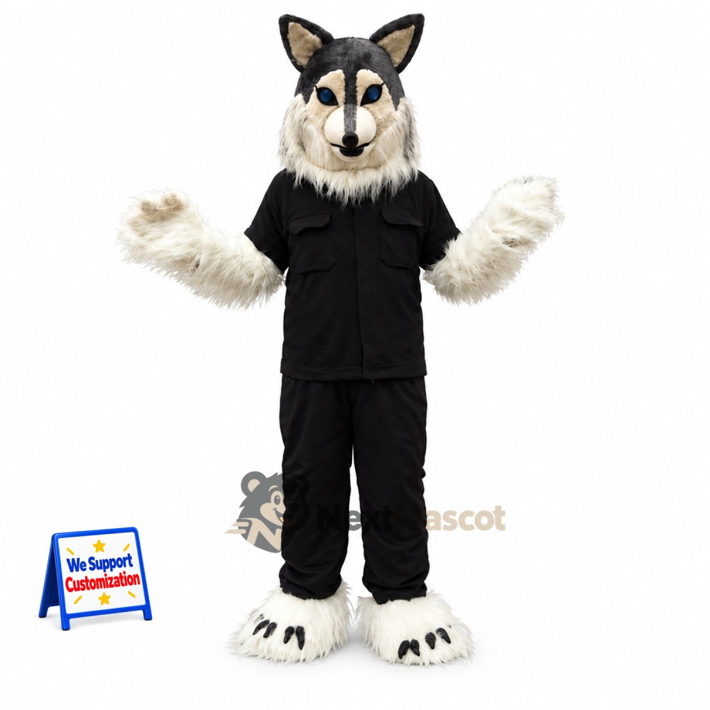 Wolf Mascot Costume - Black Uniform Wolf Mascot Costume - Black Uniform