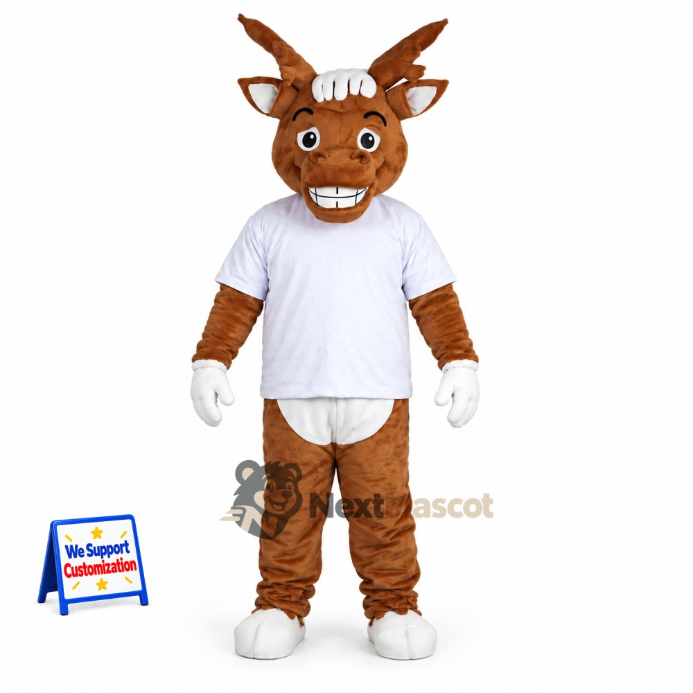Goat Mascot Costume - Brown, White Shirt Goat Mascot Costume - Brown, White Shirt