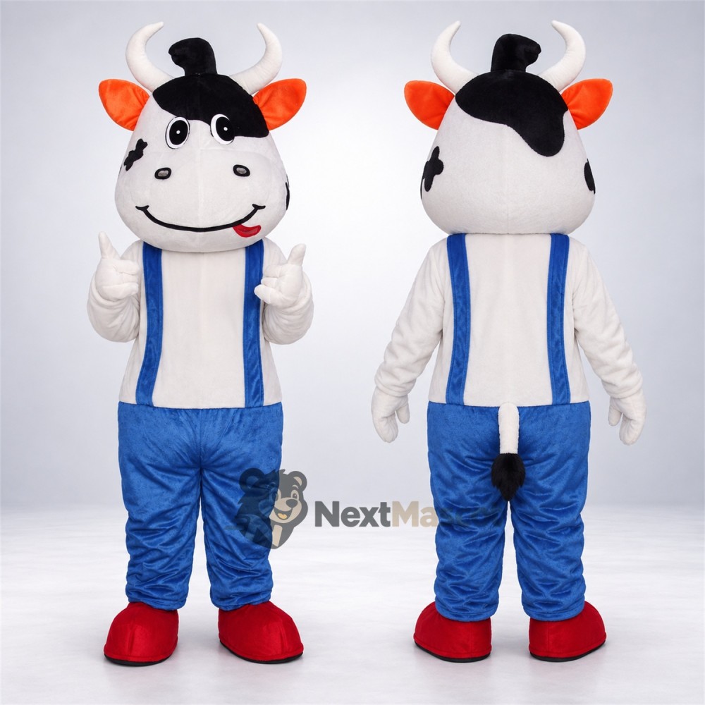 Cow Mascot Costume - Blue Overalls Cow Mascot Costume - Blue Overalls