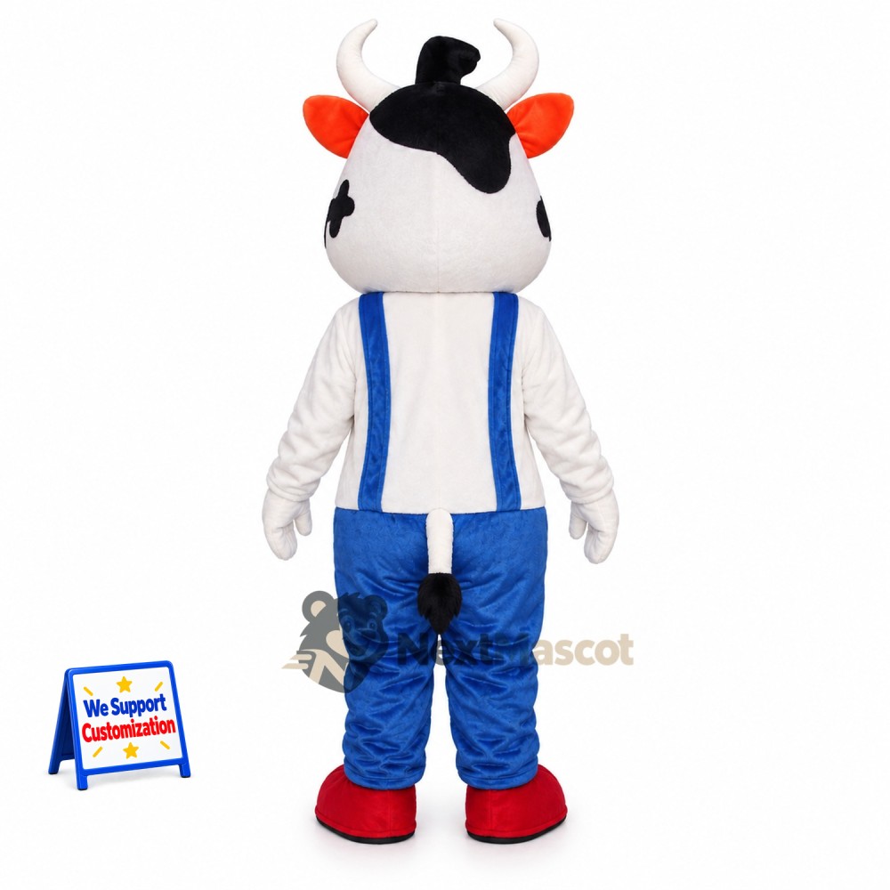 Cow Mascot Costume - Blue Overalls Cow Mascot Costume - Blue Overalls