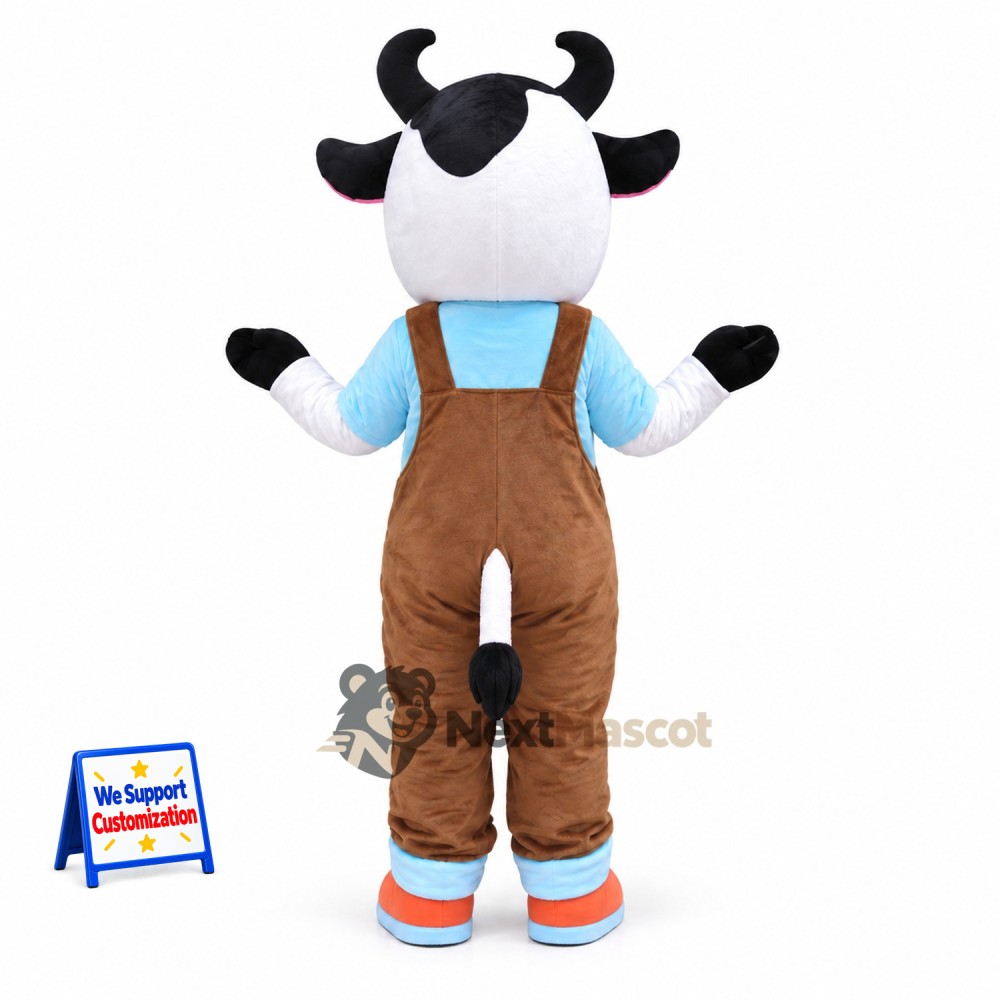 Cow Mascot Costume - Brown Overalls Cow Mascot Costume - Brown Overalls