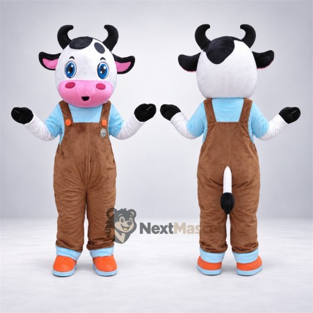 Cow Mascot Costume - Brown Overalls Cow Mascot Costume - Brown Overalls