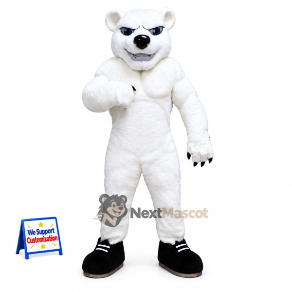 Bear Mascot Costume - Muscular, White for Parades
