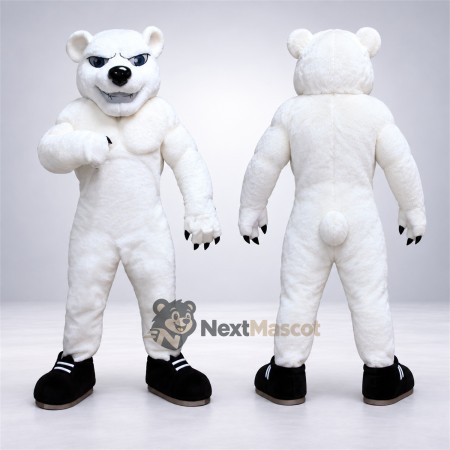 Bear Mascot Costume - Muscular, White for Parades Bear Mascot Costume - Muscular, White for Parades