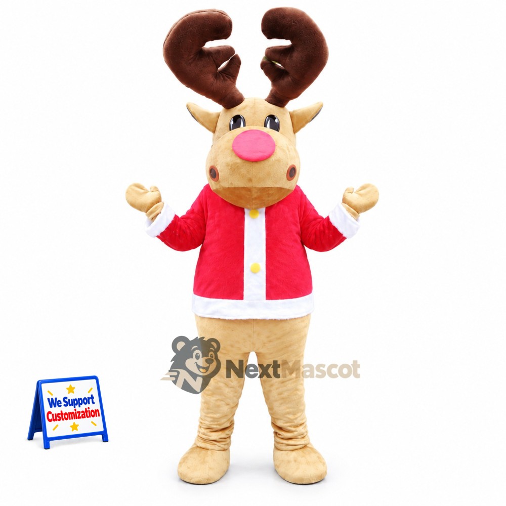 Reindeer Mascot Costume - Red Jacket Reindeer Mascot Costume - Red Jacket