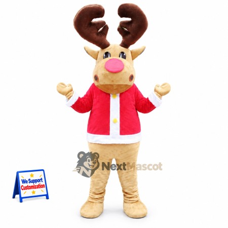 Reindeer Mascot Costume - Red Jacket Reindeer Mascot Costume - Red Jacket