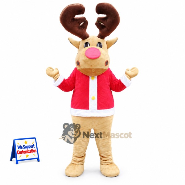 Reindeer Mascot Costume - Red Jacket