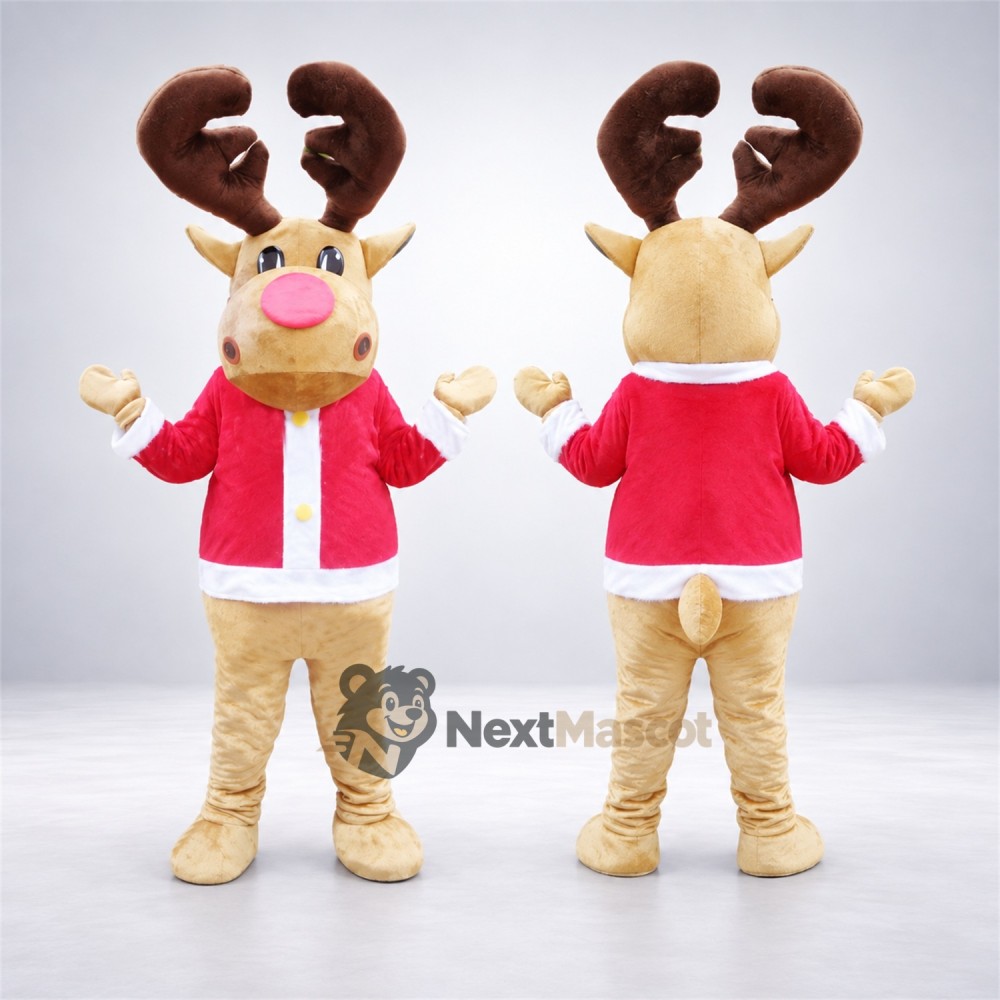 Reindeer Mascot Costume - Red Jacket Reindeer Mascot Costume - Red Jacket