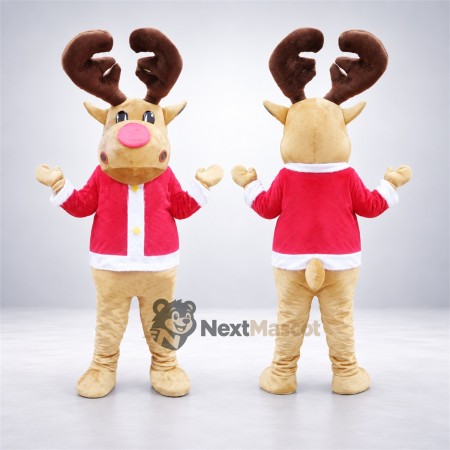 Reindeer Mascot Costume - Red Jacket Reindeer Mascot Costume - Red Jacket
