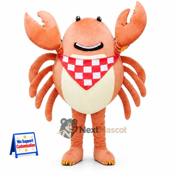 Crab Mascot Costume - Checkered Scarf