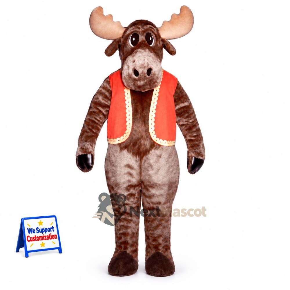 Moose Mascot Costume - Red Vest