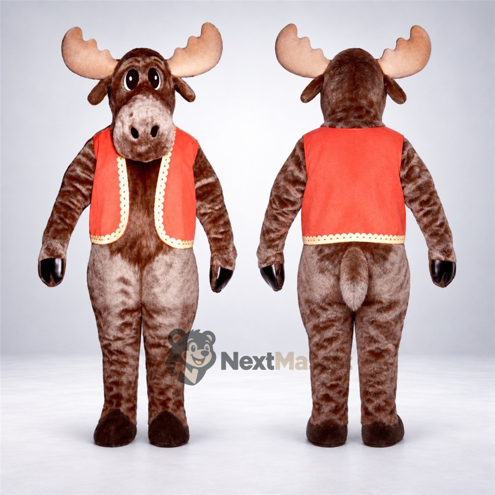 Moose Mascot Costume - Red Vest