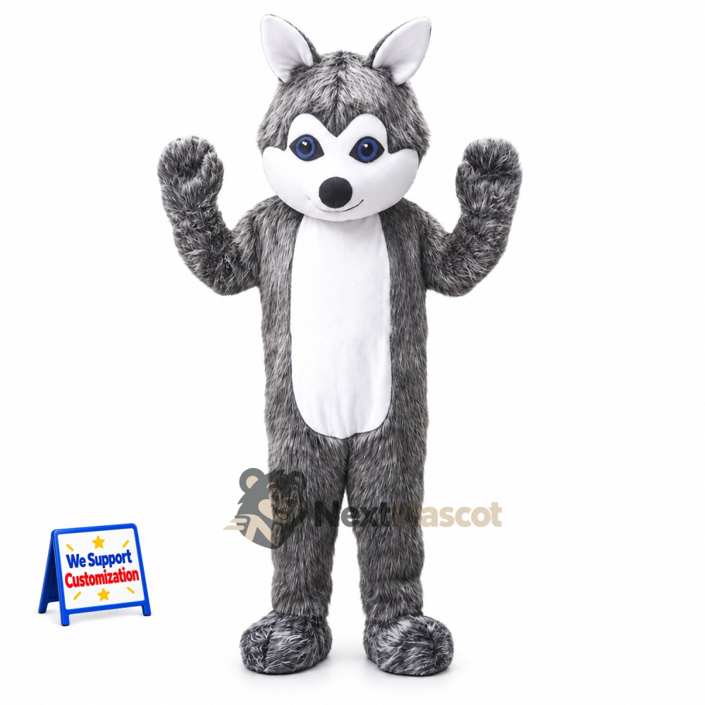 Wolf Mascot Costume - Gray for Grand Openings Wolf Mascot Costume - Gray for Grand Openings