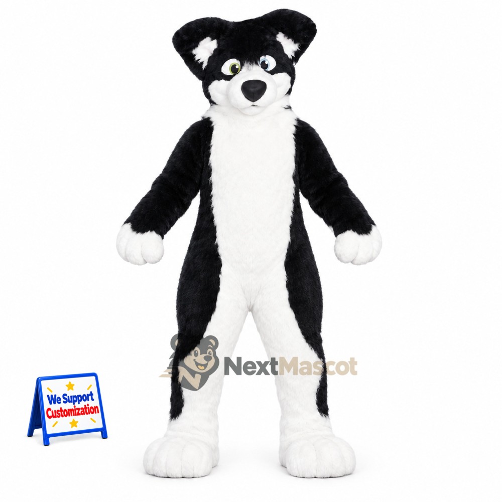 Dog Mascot Costume - Black and White for Parades Dog Mascot Costume - Black and White for Parades
