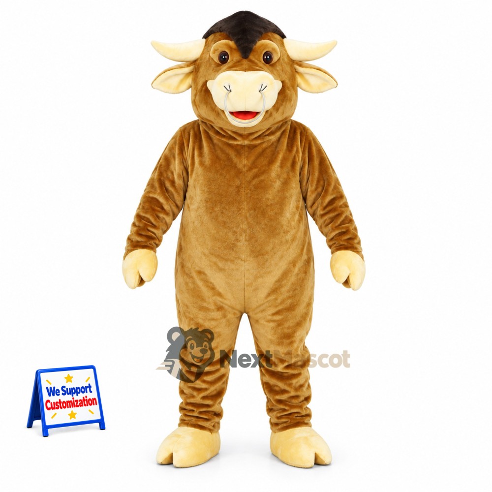 Bull Mascot Costume - Brown for Community Events