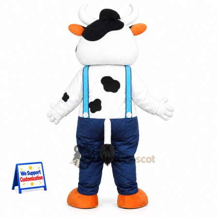 Cow Mascot Costume - Blue Overalls for Parades Cow Mascot Costume - Blue Overalls for Parades