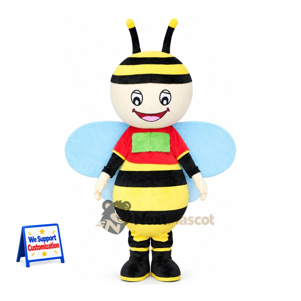 Bee Mascot Costume - Blue Wings and Red Vest Bee Mascot Costume - Blue Wings and Red Vest