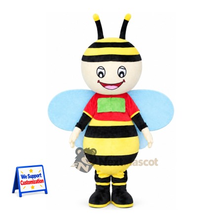 Bee Mascot Costume - Blue Wings and Red Vest Bee Mascot Costume - Blue Wings and Red Vest