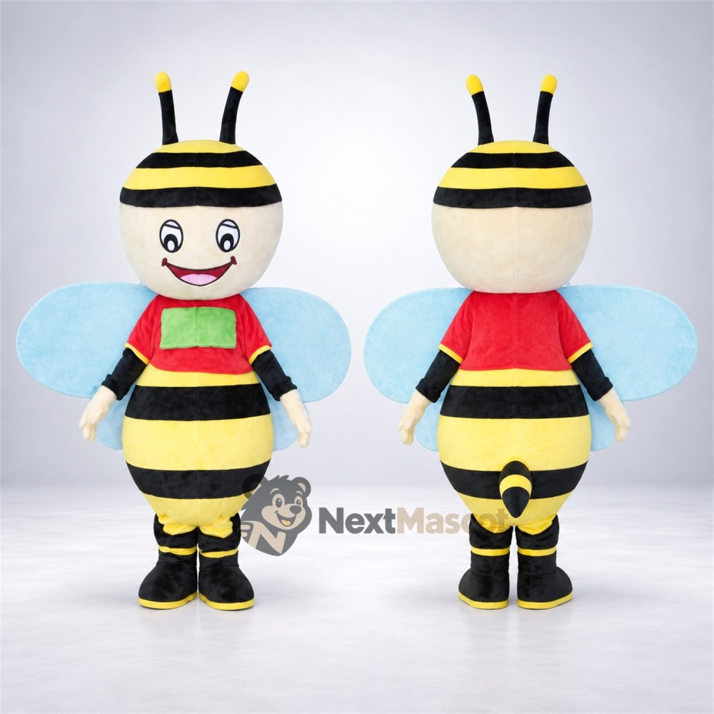Bee Mascot Costume - Blue Wings and Red Vest Bee Mascot Costume - Blue Wings and Red Vest