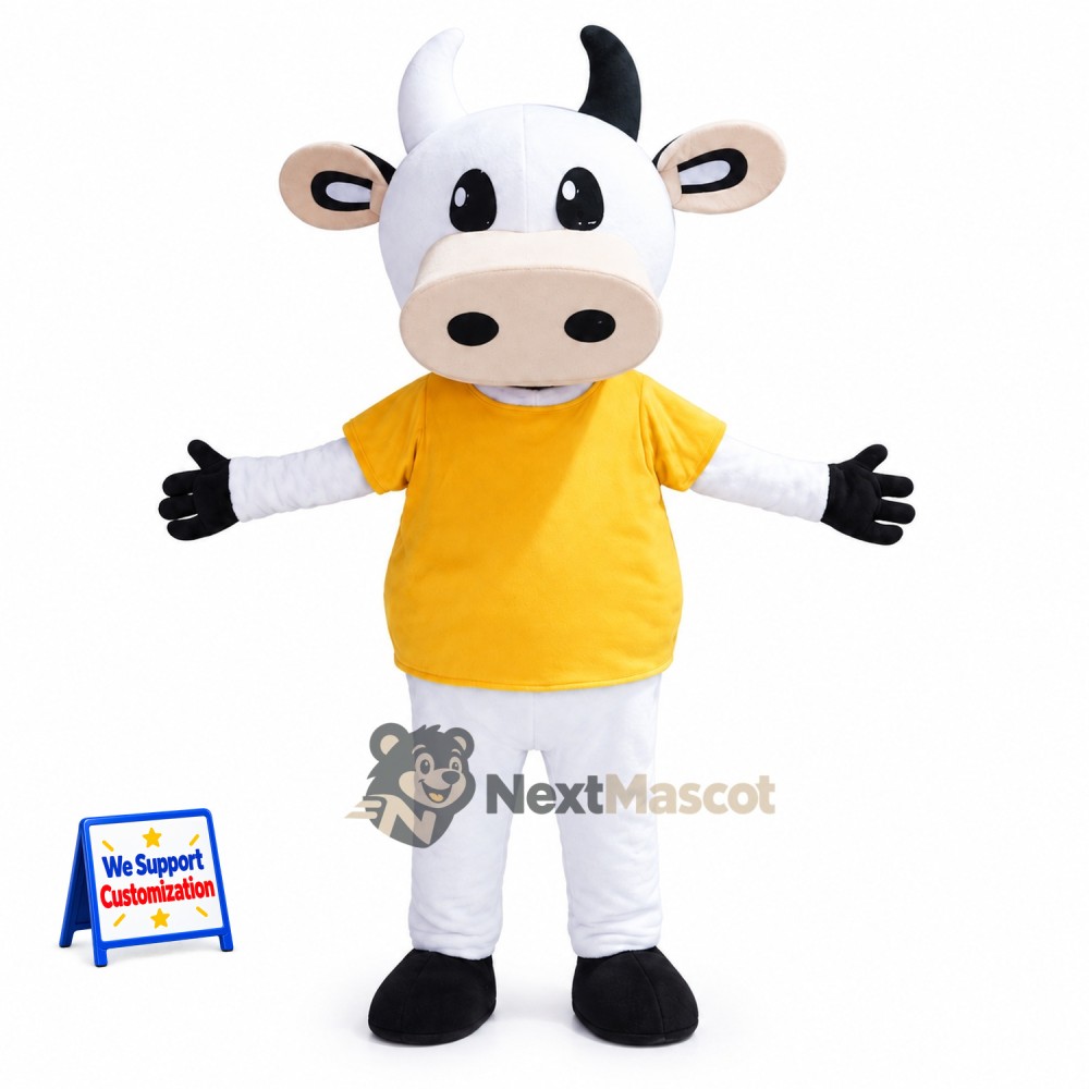 Cow Mascot Costume - Yellow Shirt Cow Mascot Costume - Yellow Shirt