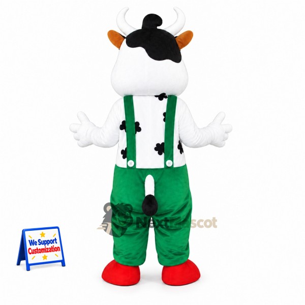 Cow Mascot Costume - Green Overalls Cow Mascot Costume - Green Overalls