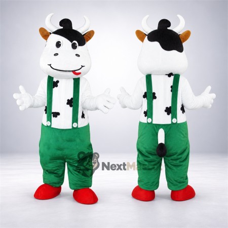 Cow Mascot Costume - Green Overalls Cow Mascot Costume - Green Overalls