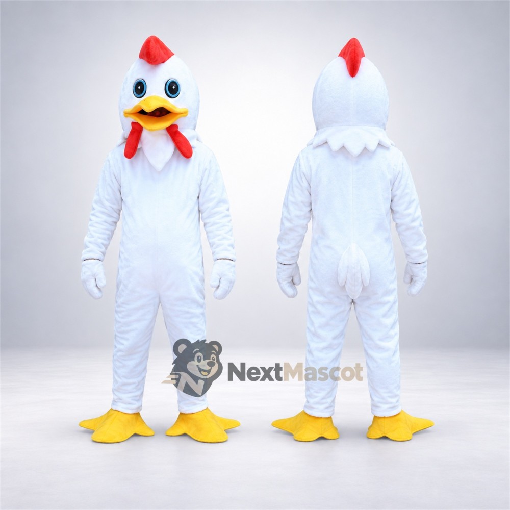 Rooster Mascot Costume - White for School Events Rooster Mascot Costume - White for School Events
