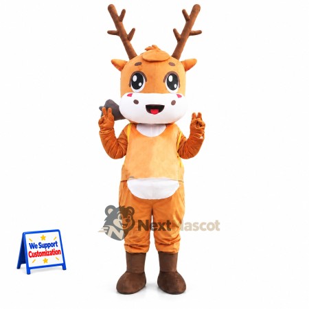 Deer Mascot Costume - Orange, White Shirt Deer Mascot Costume - Orange, White Shirt