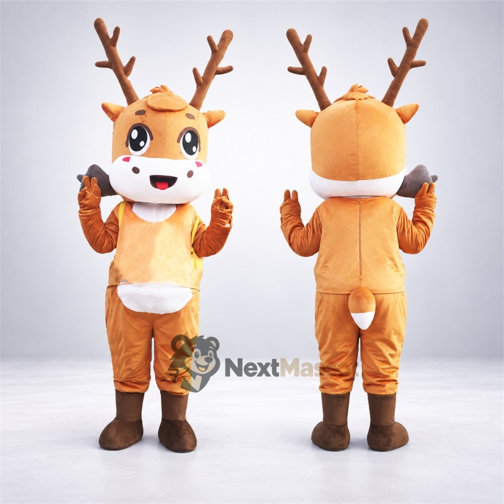 Deer Mascot Costume - Orange, White Shirt Deer Mascot Costume - Orange, White Shirt