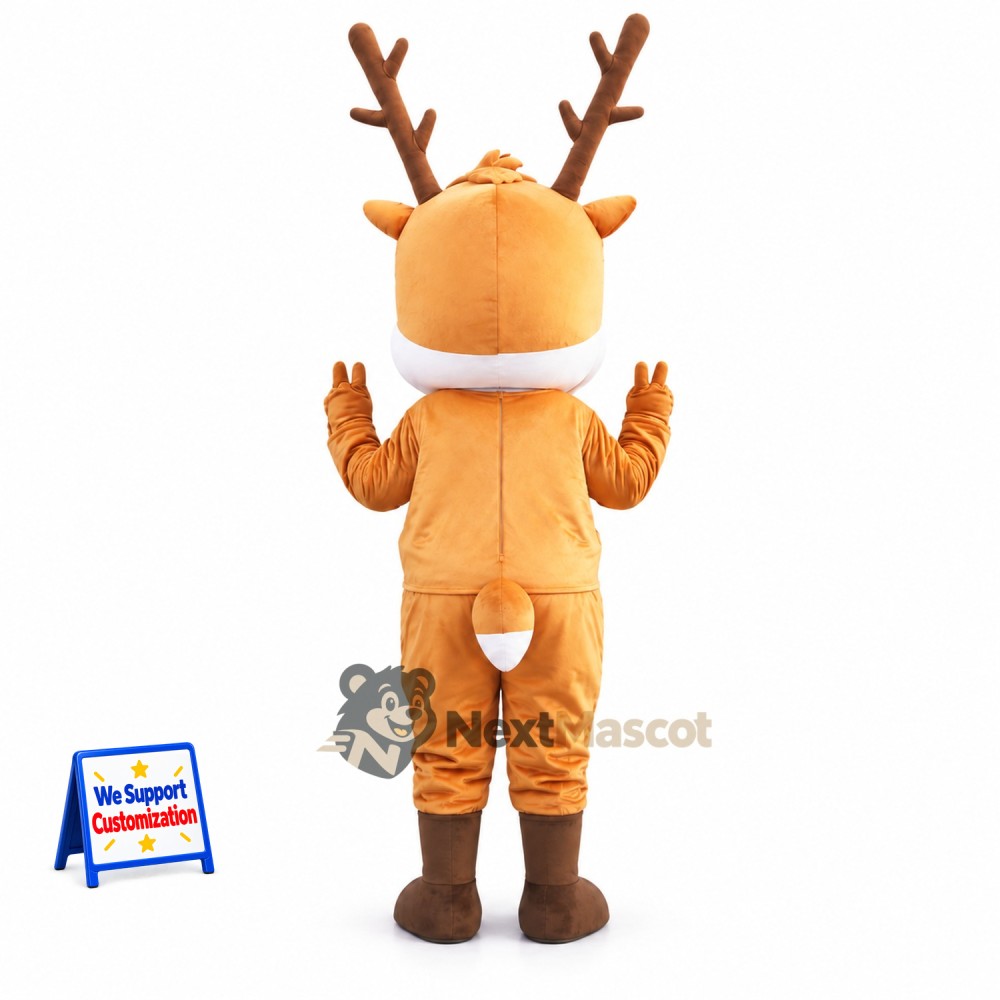 Deer Mascot Costume - Orange, White Shirt Deer Mascot Costume - Orange, White Shirt