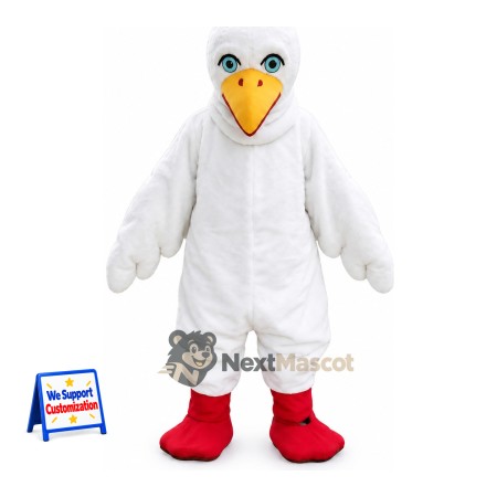 Bird Mascot Costume - White, Red Boots Bird Mascot Costume - White, Red Boots