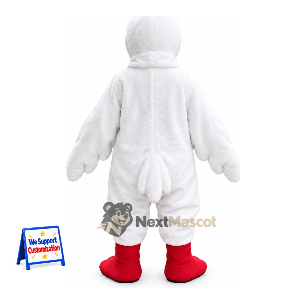 Bird Mascot Costume - White, Red Boots Bird Mascot Costume - White, Red Boots