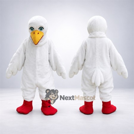 Bird Mascot Costume - White, Red Boots Bird Mascot Costume - White, Red Boots